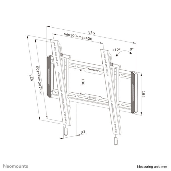 Neomounts WL35-550BL14 TV-beugel wand 32-75" - kantelbaar - Easy Install - Afbeelding 20