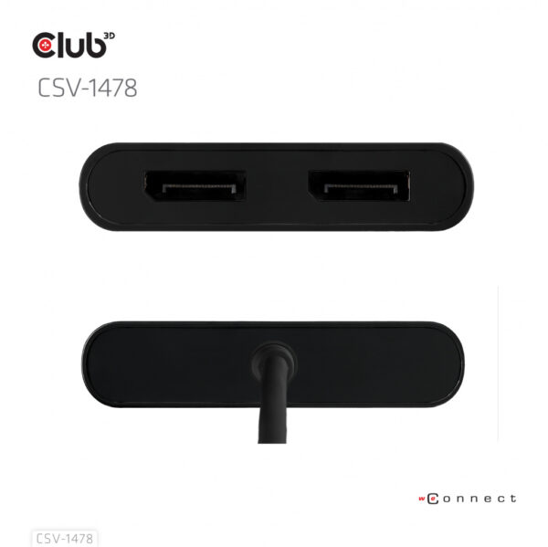 CLUB3D USB Type-C (with USB Type-A adapter) to dual DisplayPort™(4K60Hz) Video Splitter - Afbeelding 7