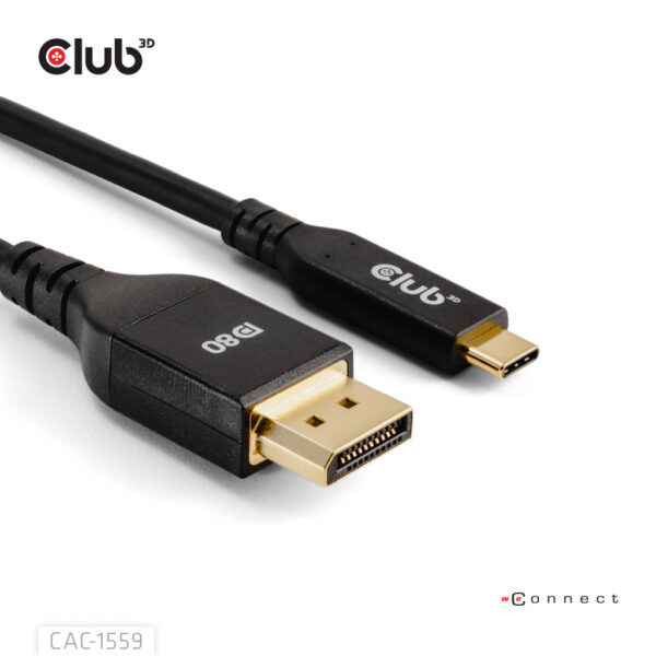 CLUB3D USB Type-C Cable to DP 2.1 Bi-Directional VESA DP80 Certified Cable M/M 1m/3.28ft - Afbeelding 4