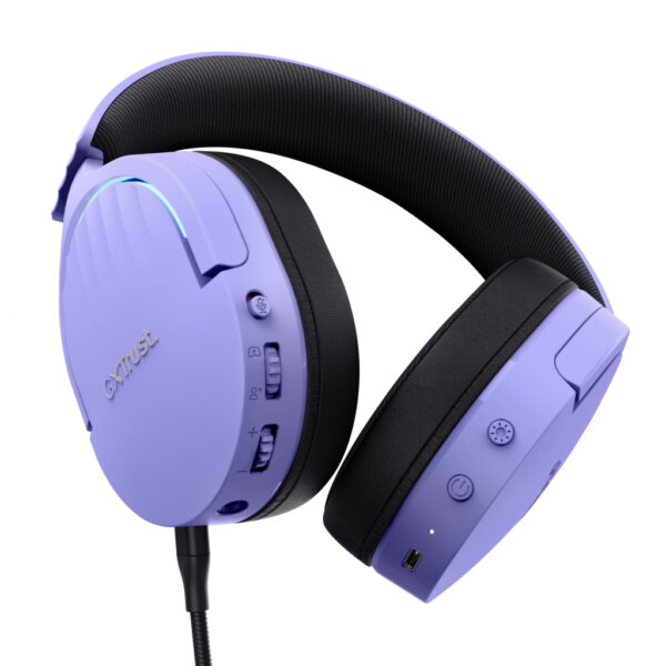 Trust GXT 491P FAYZO Headset Bedraad en draadloos Hoofdband Gamen USB Type-A Bluetooth Zwart, Paars - Afbeelding 4