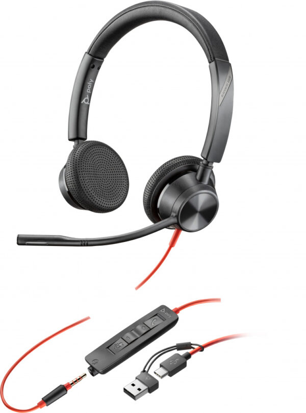 POLY Blackwire 3325 Stereo USB-C Headset + 3,5 mm plug + USB-C/A adapter - Afbeelding 2