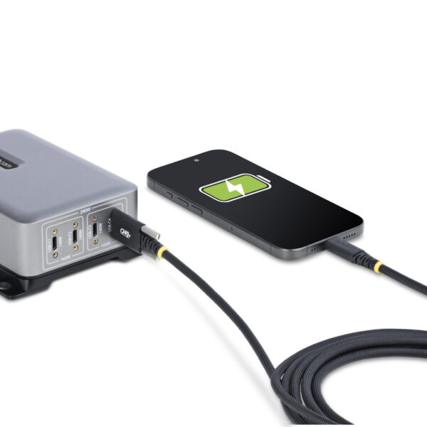 StarTech.com 3m USB-C Laadkabel met Zijschroefvergrendeling, 240W (5A) PD EPR, Siliconen Mantel met Gevlochten Nylon, USB 2.0 La - Afbeelding 9