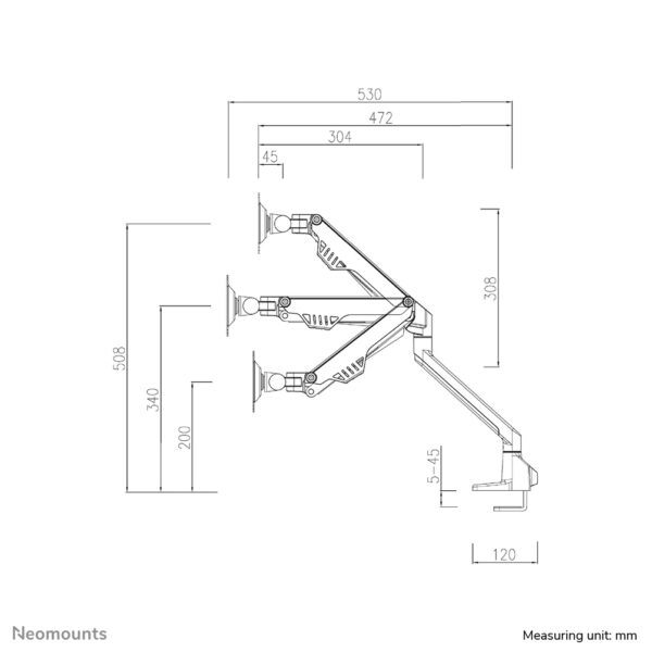 Neomounts FPMA-D750DBLACK2 Monitorarm 10-32" - gasveer - Topfix - 180°-stop - Afbeelding 7