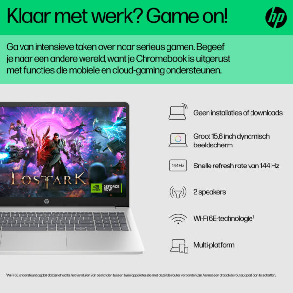 HP Chromebook 15a-nb0150nd Intel® N N100 39,6 cm (15.6") Full HD 8 GB LPDDR5-SDRAM 128 GB UFS Wi-Fi 6 (802.11ax) ChromeOS Zilver - Afbeelding 16