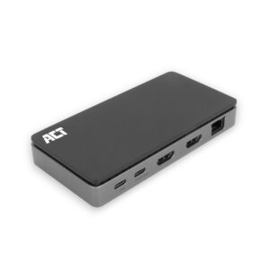 ACT USB-C 4K MST dockingstation voor 2 HDMI-monitoren, Ethernet, USB-C, 3x USB-A, PD passthrough en 1 meter lange afneembare USB