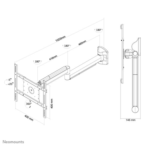 Neomounts FPMA-HAW050 Medische TV-beugel wand 10-40" - full motion - Afbeelding 3