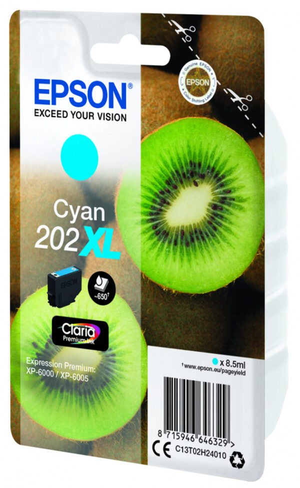 Epson Kiwi Singlepack Cyan 202XL Claria Premium Ink - Afbeelding 2