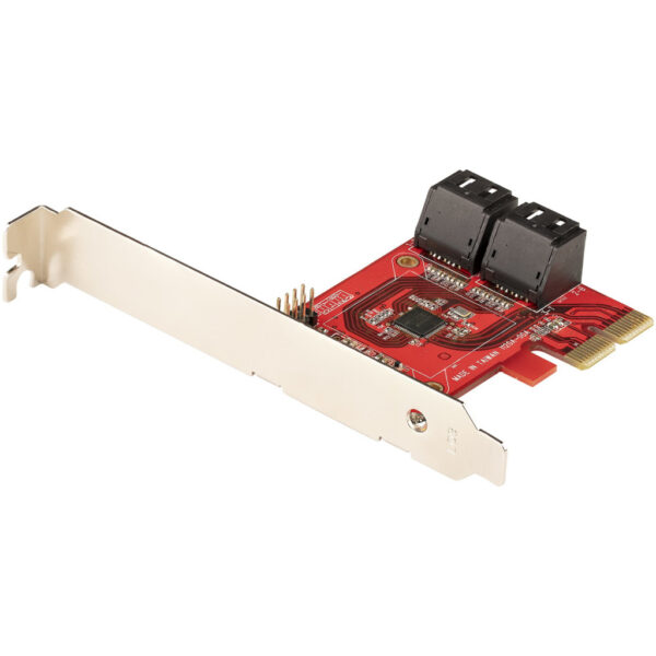 StarTech.com 4 Port SATA PCIe Kaart, PCI Express SATA Uitbreidingskaart, 6Gbps, Low/Full Profile, Stacked SATA Connectors, ASM11