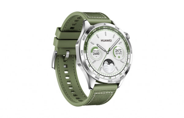 Huawei Watch GT 4 46mm Zilver (Groene Siliconenband) - Afbeelding 6