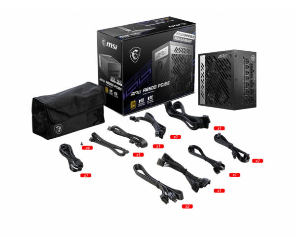 MSI MPG A850G PCIE5 power supply unit 850 W 24-pin ATX ATX Zwart - Afbeelding 5