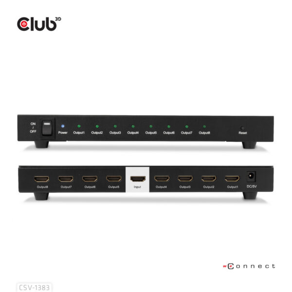 CLUB3D 8-poorts HDMI™ splitter 1 to 8 Full 3D and 4K60Hz(600MHz) - Afbeelding 4
