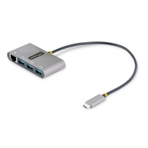 StarTech.com 3-Port USB-C Hub met Ethernet, 3x USB-A, Gigabit Ethernet, USB 3.0 5Gbps, Bus-Powered Laptop USB hub, 30cm USB Type