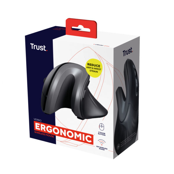 Trust Verro - Ergonomische Draadloze muis - Zwart - Afbeelding 7