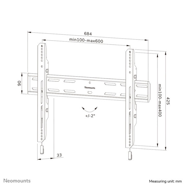 Neomounts WL30S-850BL16 TV-beugel wand 42-86" - vlak - vergrendelbaar - snelle installatie - Afbeelding 19