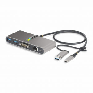 StarTech.com 2-Port USB-C Hub met Ethernet en RS-232, Geïntegreerde USB-C naar USB-A Dongle, 100W PD Pass-Through, 2x USB-A 5Gbp