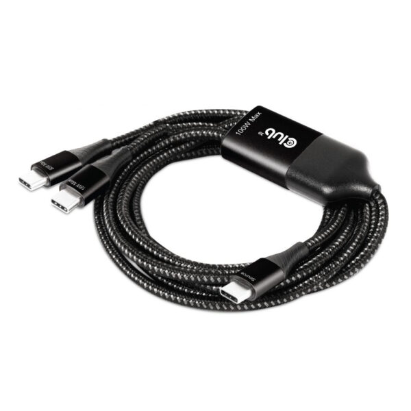 CLUB3D USB Type-C, Y charging kabel ( PPS ) to 2x USB Type-C max. 100W, 1.83m/6ft M/M - Afbeelding 4