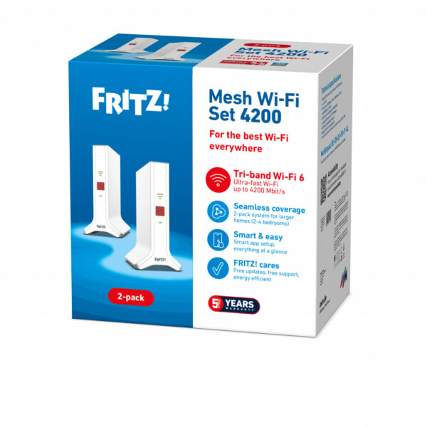 FRITZ!Repeater FRITZ!Mesh Set 4200 2-pack Edition International Netwerkrepeater 4200 Mbit/s Rood, Wit - Afbeelding 3