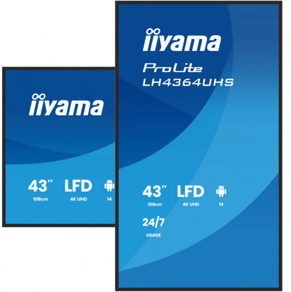 iiyama LH4364UHS-B1AG beeldkrant Digitale signage flatscreen 109,2 cm (43") LED Wifi 500 cd/m² 4K Ultra HD Zwart Android 24/7 - Afbeelding 4
