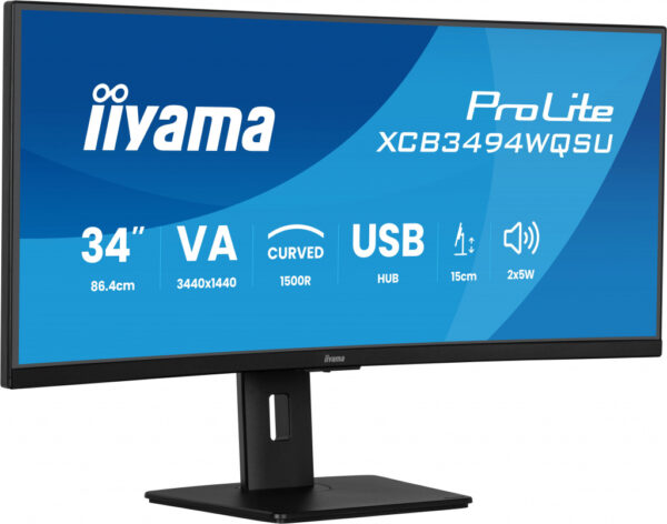 iiyama ProLite XCB3494WQSU-B1 computer monitor 86,4 cm (34") 3440 x 1440 Pixels UltraWide Quad HD LED Zwart - Afbeelding 4