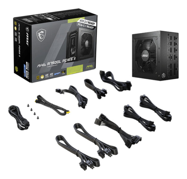 MSI MAG A750GL PCIE5 II power supply unit 750 W 20+4 pin ATX ATX Zwart - Afbeelding 4