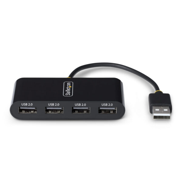 StarTech.com 4-Port USB 2.0 Hub, USB Bus Powered, Compacte Travel USB Hub, USB 2.0 Splitter, Multi-Port Mini USB Hub, 480Mbps, O - Afbeelding 3