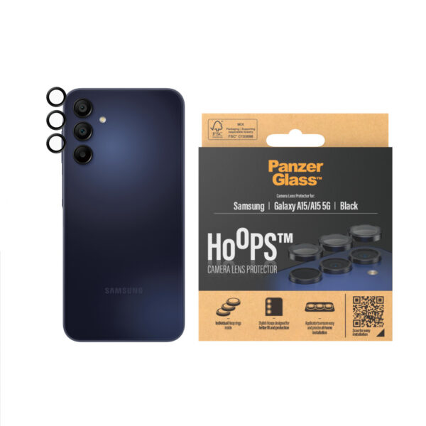 PanzerGlass ® Hoops® Black Camera Lens Protector Samsung Galaxy A15 | A15 5G Doorzichtige schermbeschermer 1 stuk(s) - Afbeelding 2