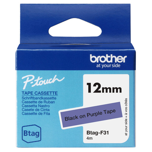 Brother BTAG-F31 labelprinter-tape Zwart op paars