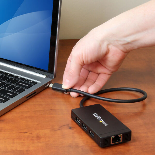 StarTech.com 3 poorts USB C naar USB-A hub met Gigabit Ethernet - USB-C naar 3x USB-A - USB 3.0 (5Gbps) - Inclusief voedingsadap - Afbeelding 6