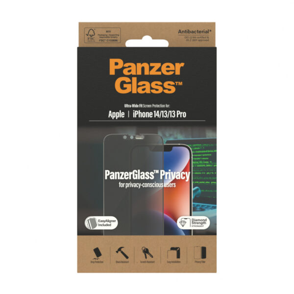 PanzerGlass Gehard Glas Privacy Screenprotector Apple iPhone 13/13 Pro/14 - Afbeelding 3