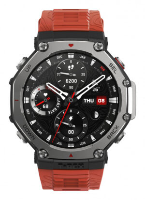 Amazfit T-Rex 3 Lava 3,81 cm (1.5") AMOLED Digitaal 480 x 480 Pixels Touchscreen Zwart, Roestvrijstaal GPS