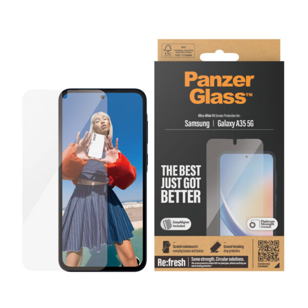 PanzerGlass ® Screen Protector Samsung Galaxy A35 5G | Ultra-Wide Fit w. EasyAligner Doorzichtige schermbeschermer 1 stuk( - Afbeelding 2