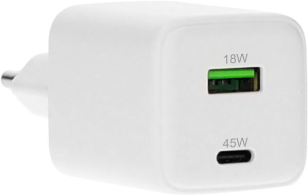 Mobiparts GaN Wall Charger USB-C/USB-A PD 3.0/QC 45W White - Afbeelding 6