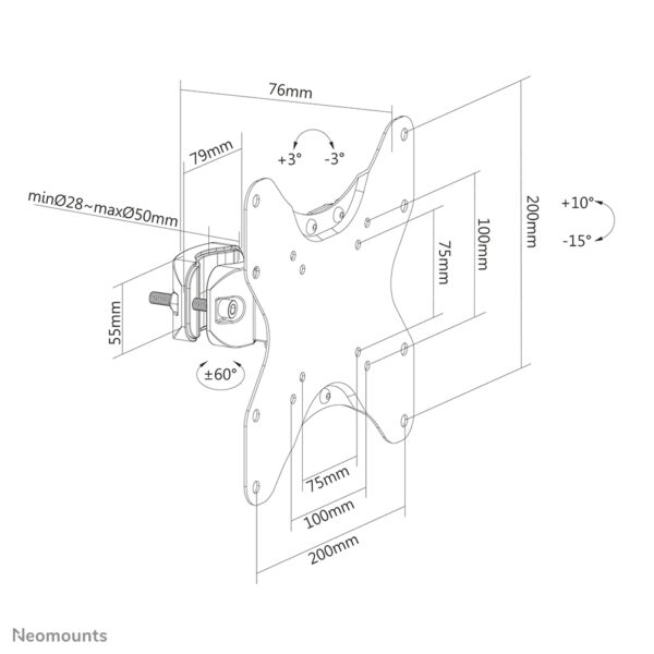Neomounts FL40-430BL12 TV-paalsteun 23-42" - diam. 28-50 mm - Afbeelding 13