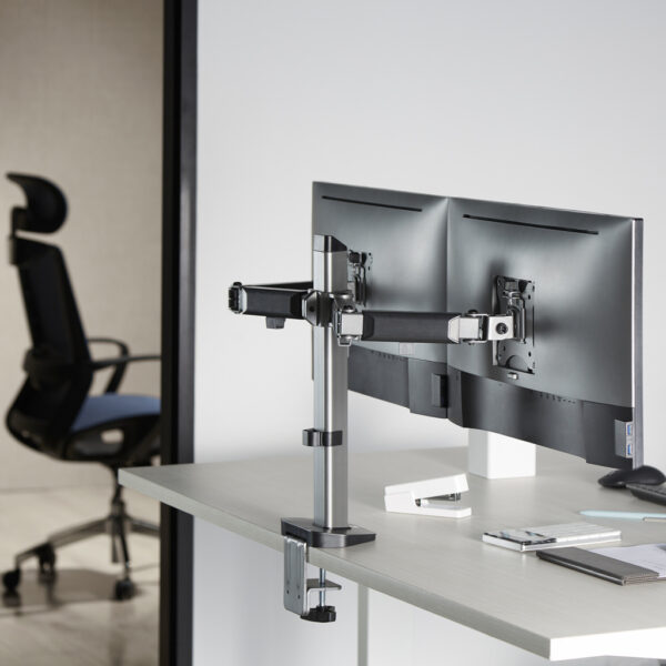 ACT Monitorarm 32" office, 2 schermen, zilver - Afbeelding 4
