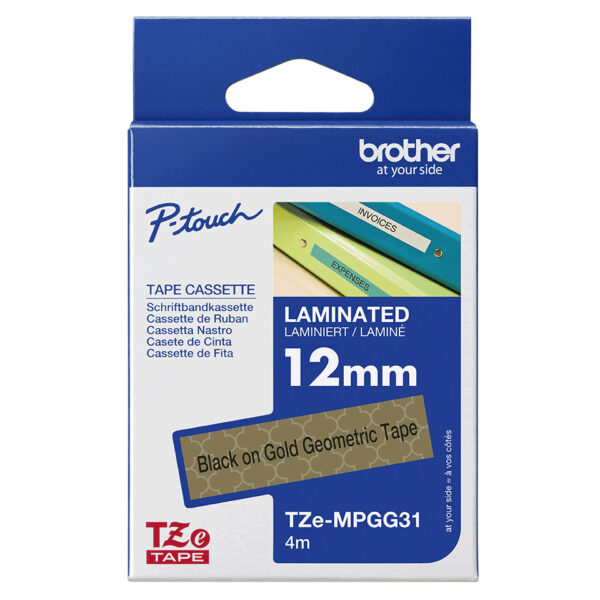Brother TZE-MPGG31 labelprinter-tape Zwart op goud - Afbeelding 3