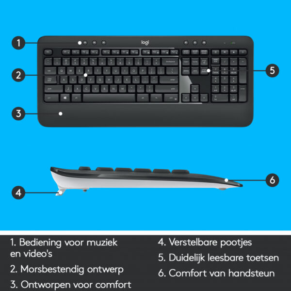Logitech 920-008685 toetsenbord Inclusief muis Universeel USB QWERTY US International Zwart, Wit - Afbeelding 8