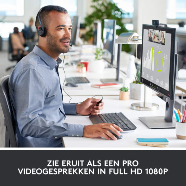 Logitech 960-001055 webcam 3 MP 1920 x 1080 Pixels USB 2.0 Zwart - Afbeelding 2