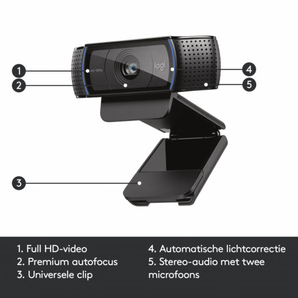 Logitech 960-001055 webcam 3 MP 1920 x 1080 Pixels USB 2.0 Zwart - Afbeelding 6