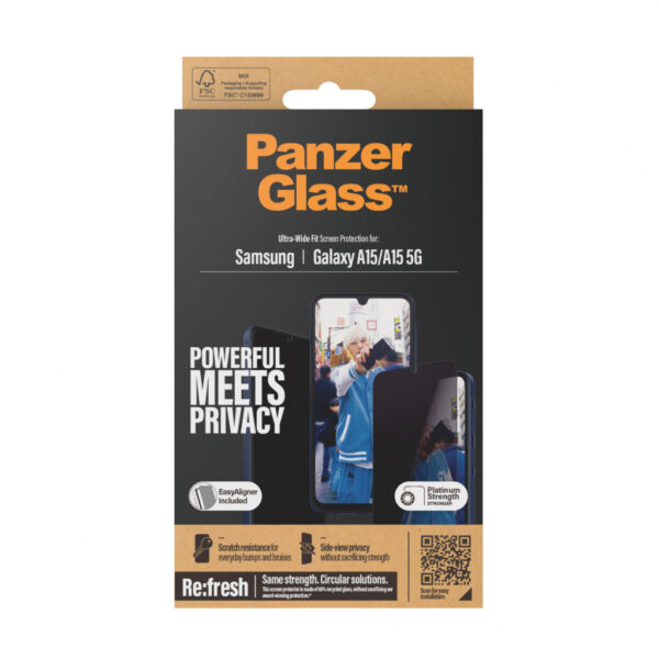 PanzerGlass ® Privacy Screen Protector Samsung Galaxy A15 | A15 5G | Ultra-Wide Fit w. EasyAligner Doorzichtige schermbesc - Afbeelding 3