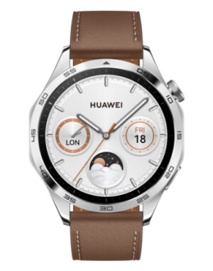 Huawei Watch GT 4 46mm Zilver (Bruine Leren Band)