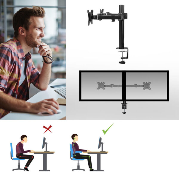 ACT Monitorarm 32" office solid pro, 2 schermen - Afbeelding 6