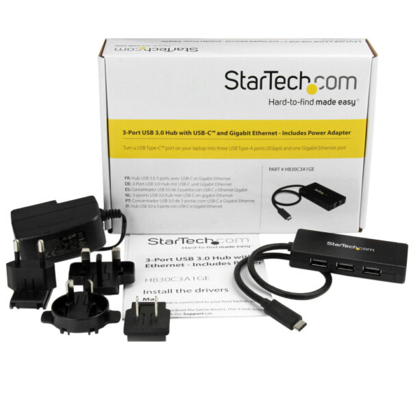 StarTech.com 3 poorts USB C naar USB-A hub met Gigabit Ethernet - USB-C naar 3x USB-A - USB 3.0 (5Gbps) - Inclusief voedingsadap - Afbeelding 7