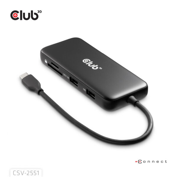 CLUB3D 8-1 Portable Dock USB Type-C® 10Gbps to HDMI™ and DisplayPort™ 8K30Hz PD Max.100Watt - Afbeelding 4