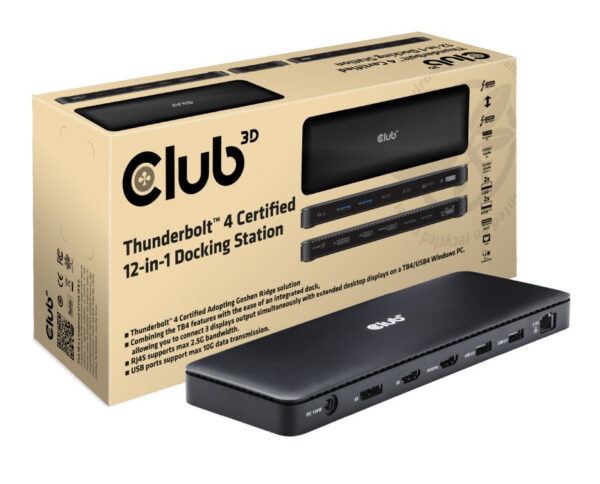 CLUB3D Thunderbolt 4 Certified 11-in-1 dockingstation voor mobiel apparaat Universeel Zwart - Afbeelding 4