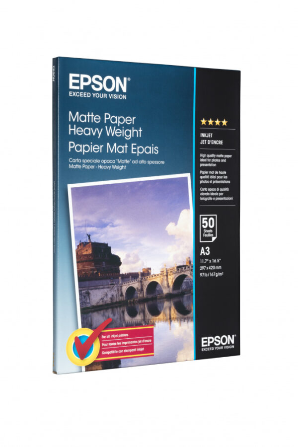 Epson Matte Paper Heavy Weight, DIN A3, 167g/m², 50 Vel - Afbeelding 2
