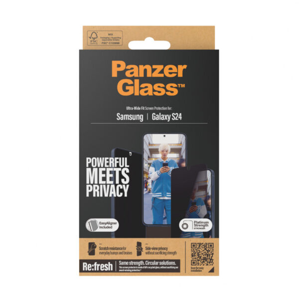 PanzerGlass ® Privacy Screen Protector Samsung Galaxy S24 | Ultra-Wide Fit w. EasyAligner Doorzichtige schermbeschermer 1 - Afbeelding 3