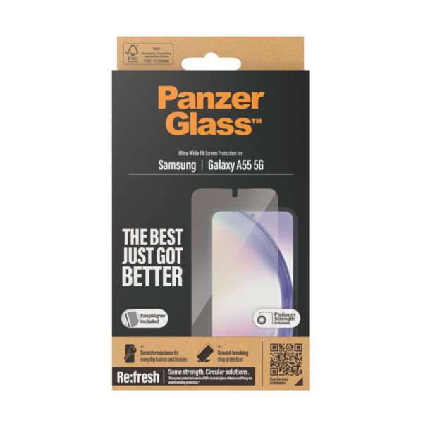 PanzerGlass ® Screen Protector Samsung Galaxy A55 5G | Ultra-Wide Fit w. EasyAligner Doorzichtige schermbeschermer 1 stuk( - Afbeelding 3