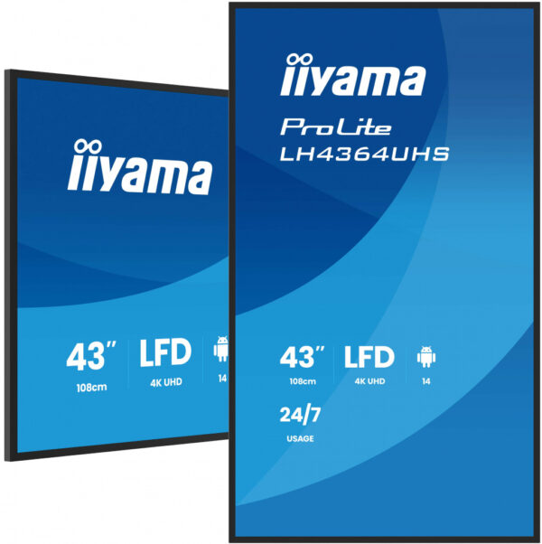 iiyama LH4364UHS-B1AG beeldkrant Digitale signage flatscreen 109,2 cm (43") LED Wifi 500 cd/m² 4K Ultra HD Zwart Android 24/7 - Afbeelding 5