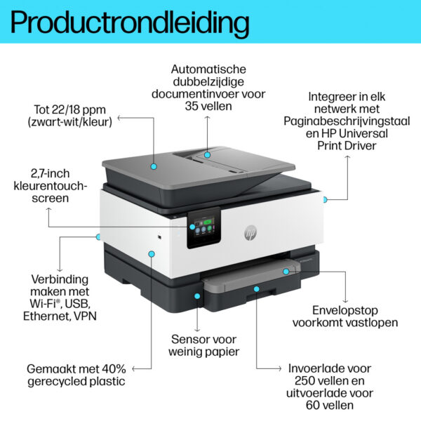 HP OfficeJet Pro 9120b Draadloos All-in-One Kleur Printer, Dubbelzijdig printen; Kopieerapparaat, Scanner - Afbeelding 7