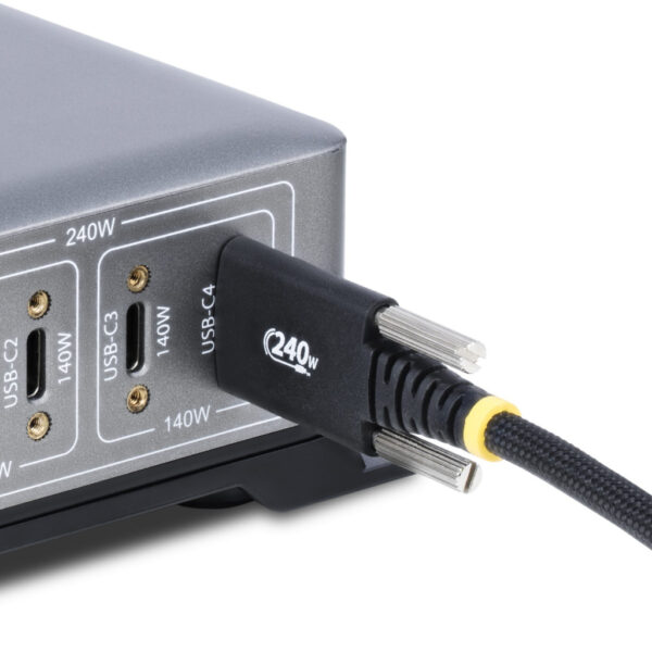 StarTech.com 3m USB-C Laadkabel met Zijschroefvergrendeling, 240W (5A) PD EPR, Siliconen Mantel met Gevlochten Nylon, USB 2.0 La - Afbeelding 8